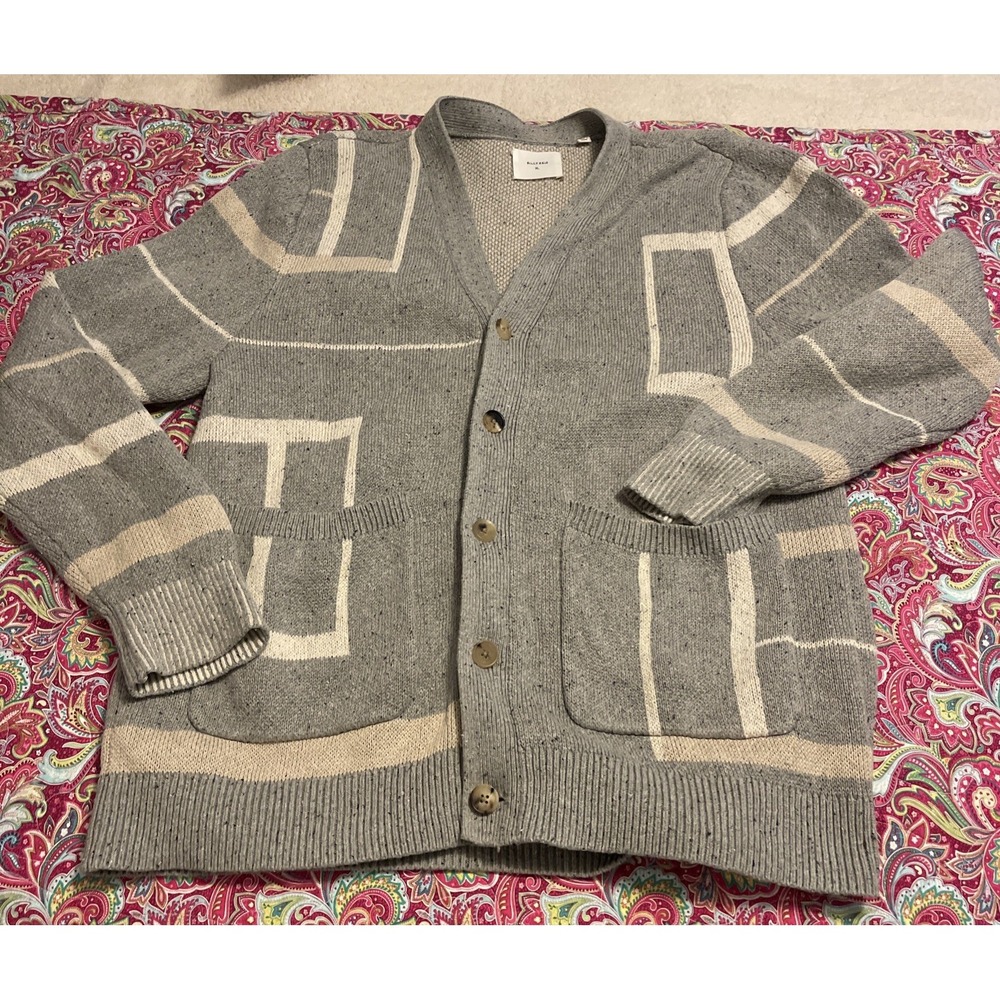 Billy Reid Men's XL Button Up Cardigan Sweater Front Pockets Geometric Pattern